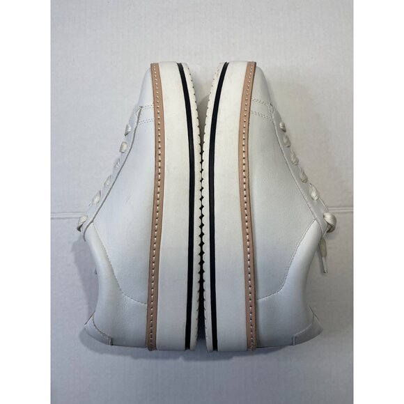 Chelsea & Violet Womens White Leather Platform Sneakers Sz 9 Casual Comfort Lace - Picture 5 of 14